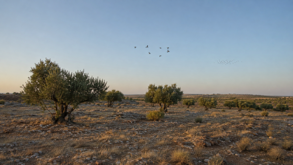 Chasse à la grive au poste dans les oliveraies tunisiennes
